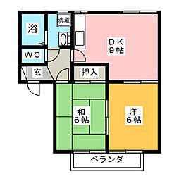 シルヴァンブリーズA 2DKの間取図画像
