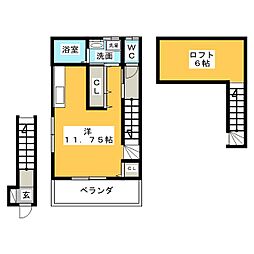コーポアニヴェルセル3 ワンルームの間取図画像