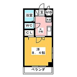 プリミエール日高 1Kの間取図画像