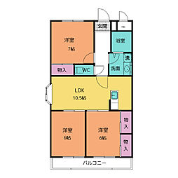 リアン久米 3LDKの間取図画像