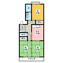 リヴァージュ高浜2 3DKの間取図画像