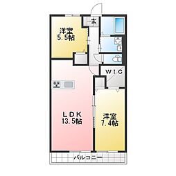 ルーチェ 2LDKの間取図画像