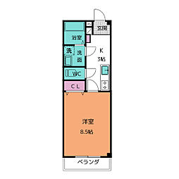 ヴィラユーザン30 1Kの間取図画像