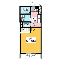 アンプルールリーブルSoleado 1Kの間取図画像