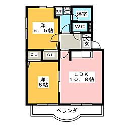 LeChatRiche 2LDKの間取図画像