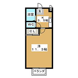 マグノリアハウスB 1DKの間取図画像