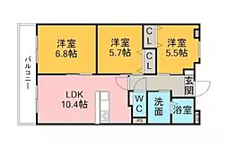リバーサイド東洋 2SLDKの間取図画像