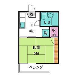 フォーブル宝町 1Kの間取図画像