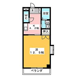 ハイツYGA 1Kの間取図画像