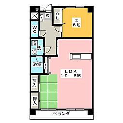 グリーンヒルズ朝宮 3階1LDKの間取り