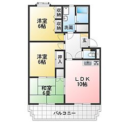 サンハイツ如意申 3LDKの間取図画像