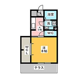 クレアクール 1階1Kの間取り