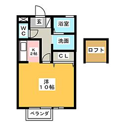 エス・ブロード 2階1Kの間取り
