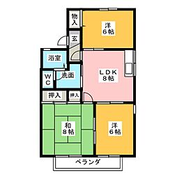 サンビレッジB 3DKの間取図画像
