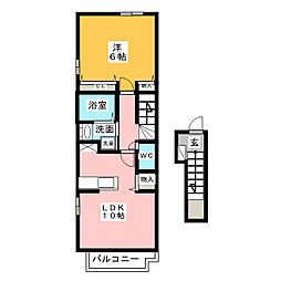 フォルシュ 2階1LDKの間取り