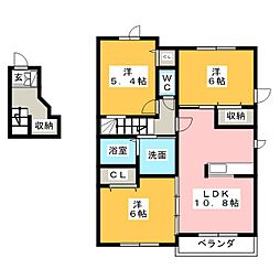 ヴィラ　メロウ 2階3LDKの間取り