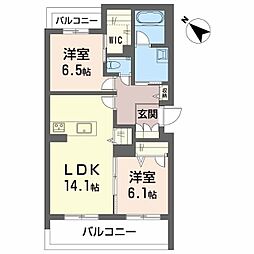 ヴィアソーレ 1階2LDKの間取り