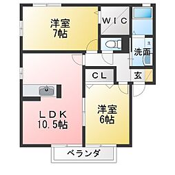 ノールジャルダンB 2LDKの間取図画像