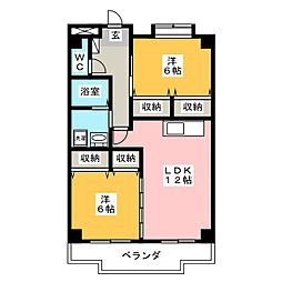 サンシャイン松河 2LDKの間取図画像