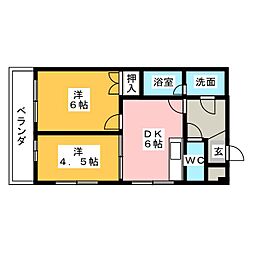 エトワール勝川 2DKの間取図画像