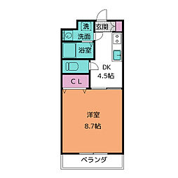 クラスト勝川 1DKの間取図画像