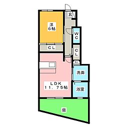 アムール町田 1LDKの間取図画像