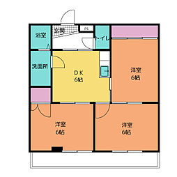 レインボー勝川 3DKの間取図画像