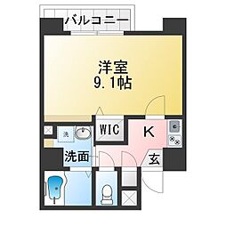 シェリー 1Kの間取図画像