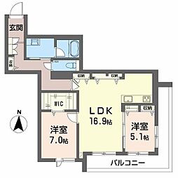 シャトーグラン 2LDKの間取図画像