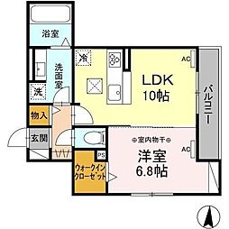 ルチェ 1LDKの間取図画像