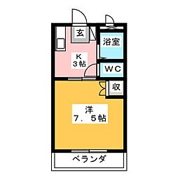 フォルビテッツァ 1Kの間取図画像