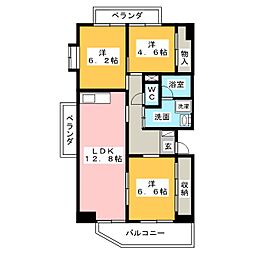 サンマンション八光 3LDKの間取図画像