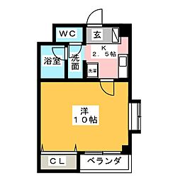 フォンティーヌ味美 1Kの間取図画像