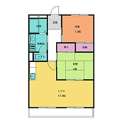 ルミエール松河戸 2LDKの間取図画像
