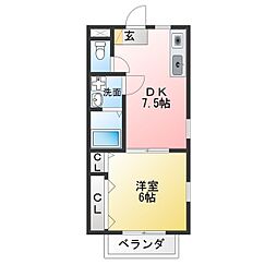 グレイス知多 1DKの間取図画像