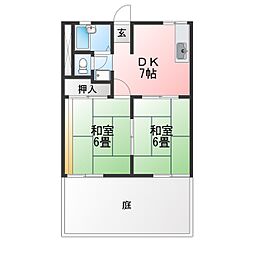 ドリーム朝宮 2DKの間取図画像