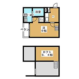 グランディール 1Kの間取図画像