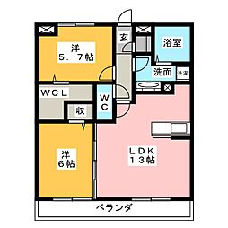 エトワール・デュノール 2LDKの間取図画像