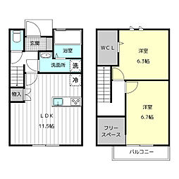MAISONETTE LAND 渕高駅 Ｃ 1階2LDKの間取り