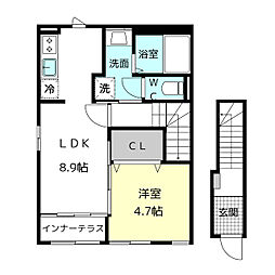 ブルーデイジー 2階1LDKの間取り