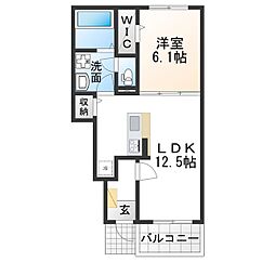 エスポワール カモリ II 1LDKの間取図画像
