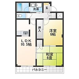 サン・レジデンス江西 2LDKの間取図画像