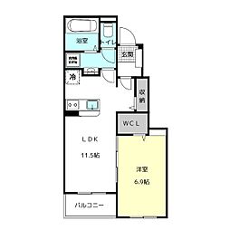 ジュネスI 1LDKの間取図画像
