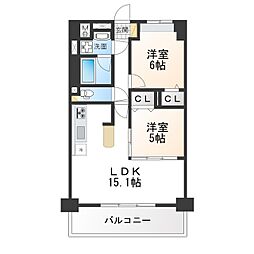 クラスワンK.O. 2LDKの間取図画像