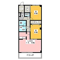 ウィステリアワカヤマ 2LDKの間取図画像