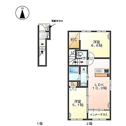 仮)津島市藤浪町新築アパート 2LDKの間取図画像
