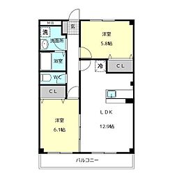 アーバン・レジデンス 2LDKの間取図画像