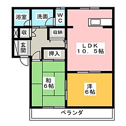 サン・レジデンス江西 2LDKの間取図画像