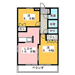 エターナルS 2LDKの間取図画像