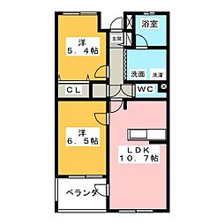 勝南ローズマンション 2LDKの間取図画像